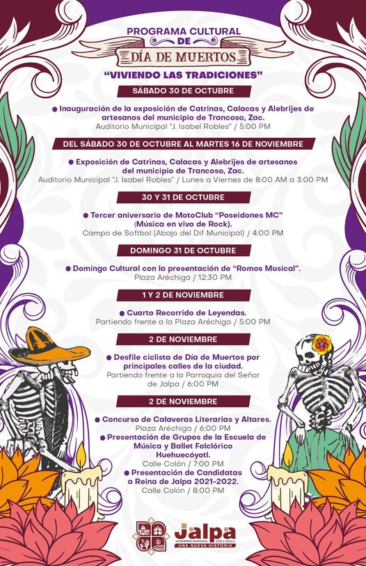 PRESENTA JALPA PROGRAMA CULTURAL DE DIA DE MUERTOS